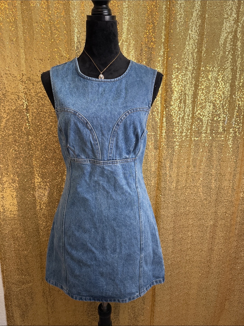 Le Lis Denim Mini Dress in Blue